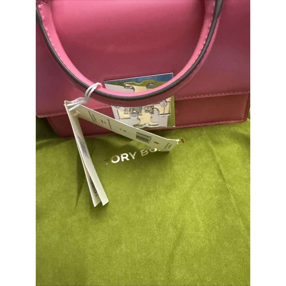 Tory Burch Bon Bon Spazzolato Mini Top Handle Bag Watermelon Pink New with tag